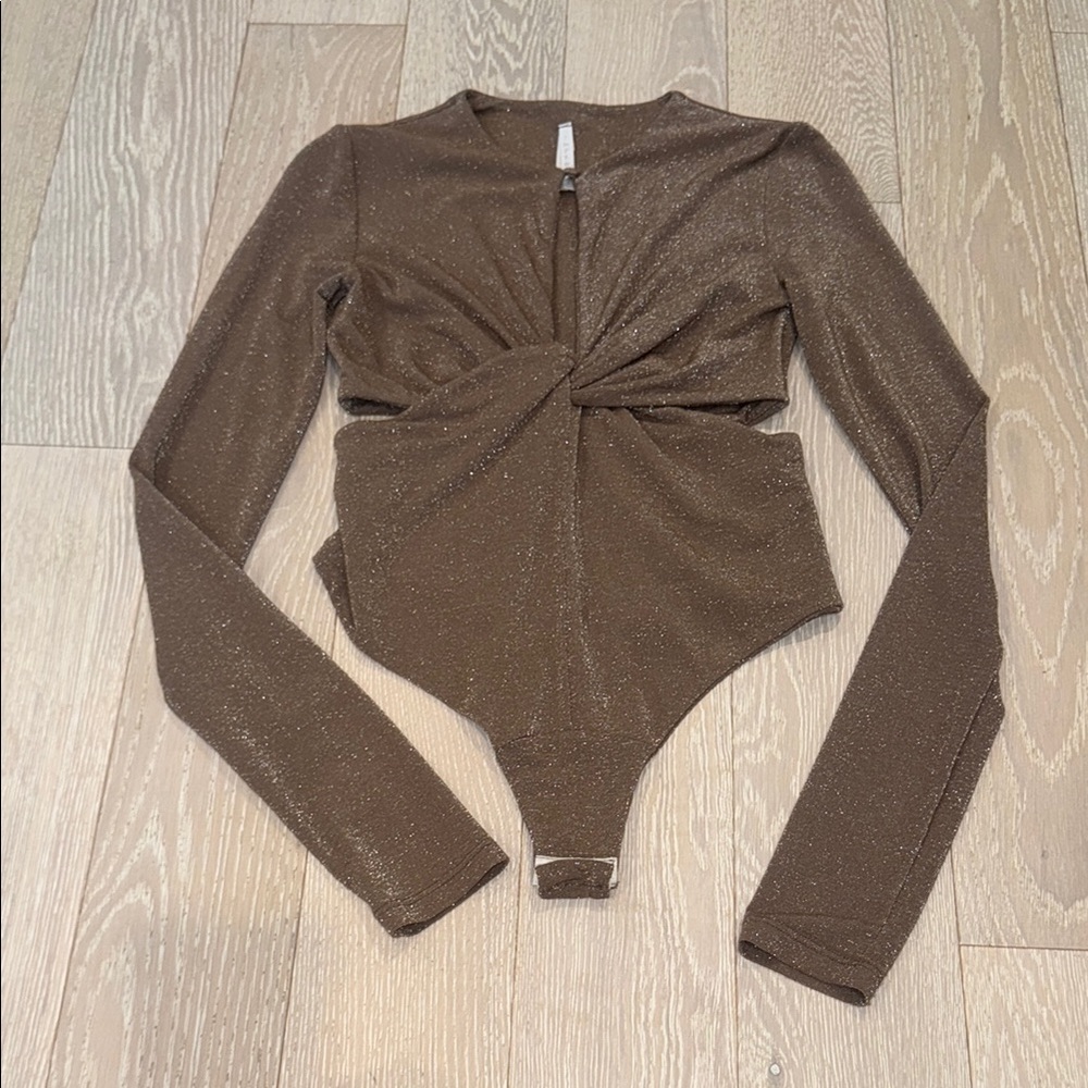 Shimmering Brown Long Sleeve Bodysuit